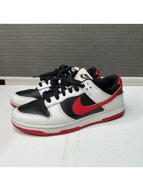 Nike Dunk Low Retro White Black Red Sneakers Size 5.5 Men's Leather